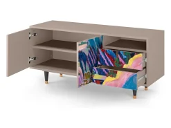 Móvel De Tv* Mueble de TV - 125х56х41 cm - T7 - Davos Winter, Latte Bege