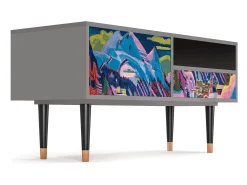 Móvel De Tv| Mueble de TV - 115х59х48 cm - T3 - Davos Winter, Cinza Cinzento