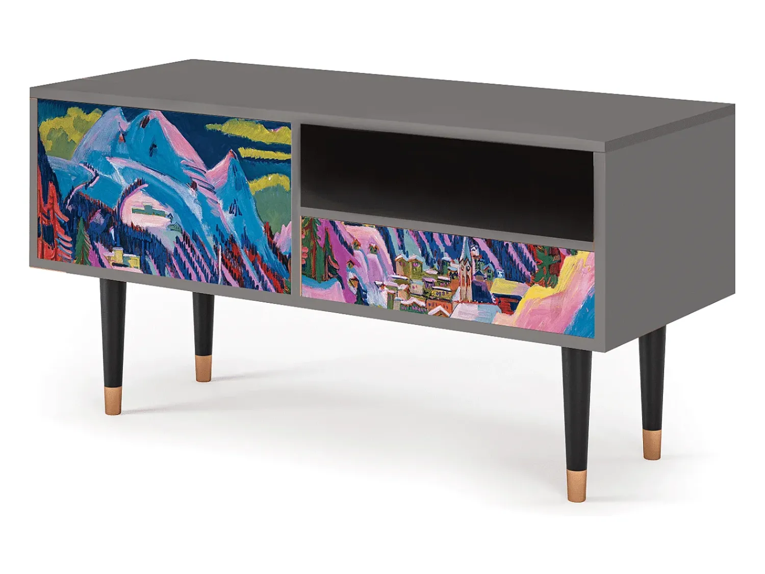 Móvel De Tv| Mueble de TV - 115х59х48 cm - T3 - Davos Winter, Cinza Cinzento