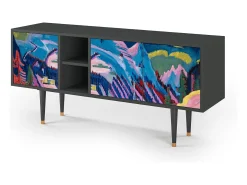 Móvel De Tv* Mueble de TV - 150х69х41 cm - T5 - Davos Winter, Antracite Cinza antracite