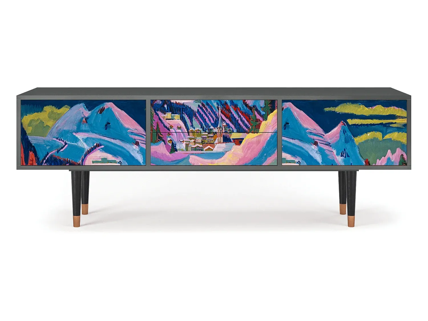 Hot Mueble de TV - 170х59х48 cm - T4 - Davos Winter, Antracite Cinza antracite