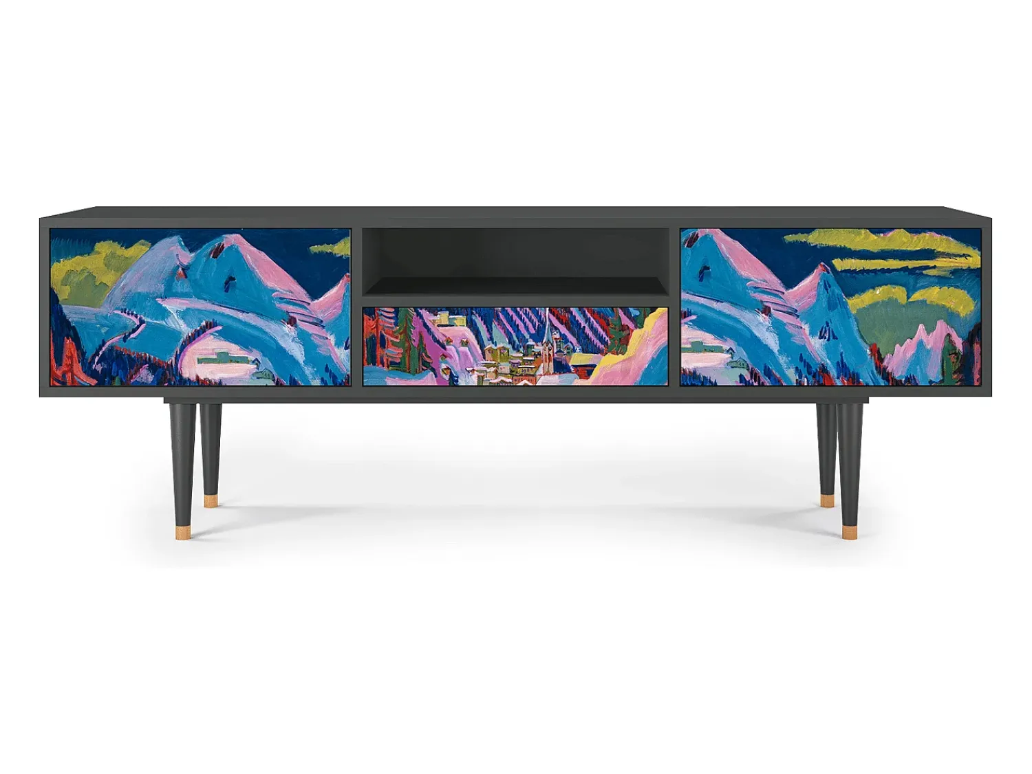 Móvel De Tv* Mueble de TV - 170х59х41 cm - T6 - Davos Winter, Antracite Cinza antracite