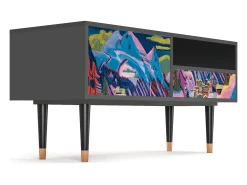 Móvel De Tv* Mueble de TV - 115х59х48 cm - T3 - Davos Winter, Antracite Cinza antracite