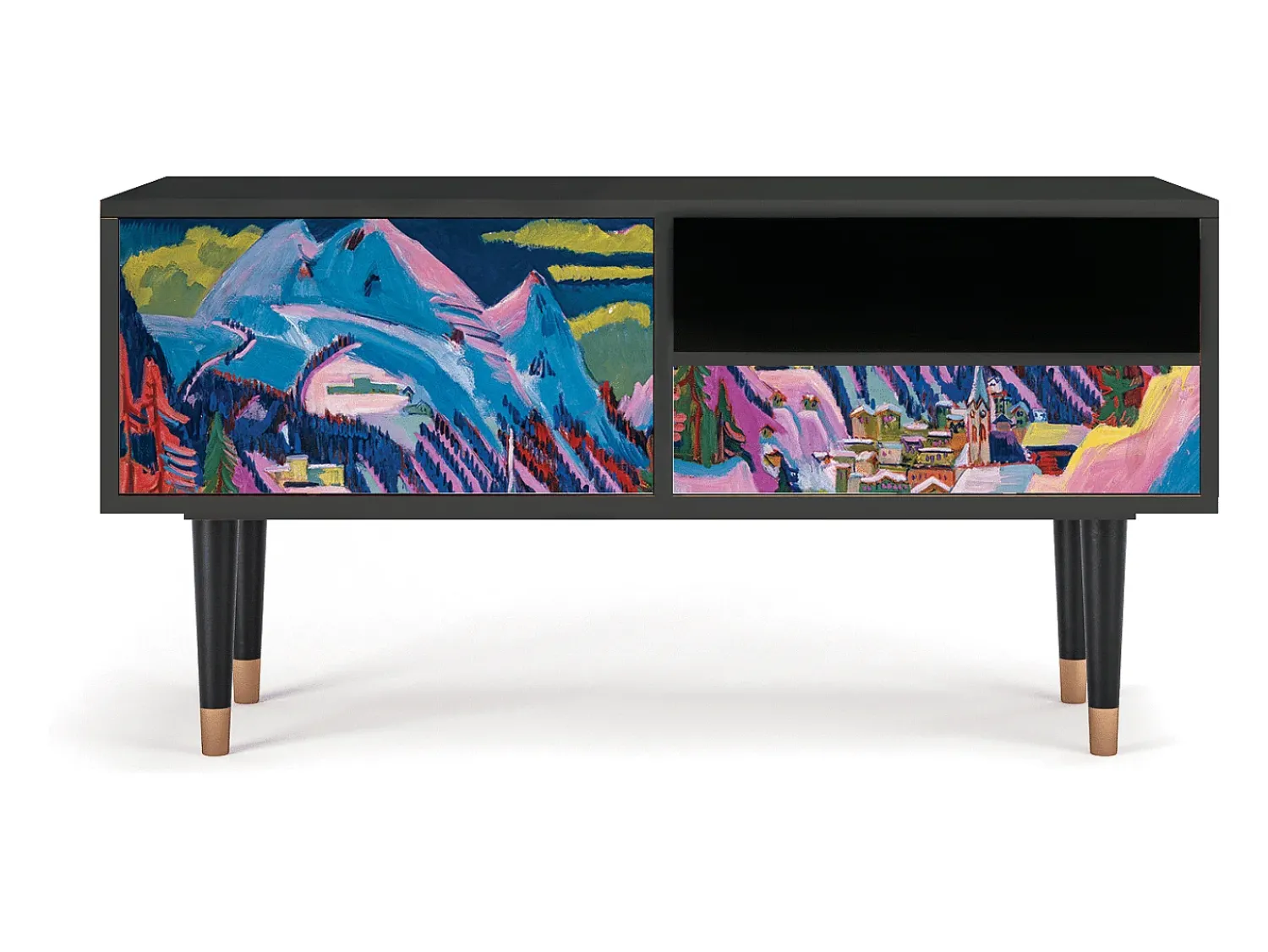 Móvel De Tv* Mueble de TV - 115х59х48 cm - T3 - Davos Winter, Antracite Cinza antracite