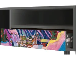 Móvel De Tv* Mueble de TV - 115х59х48 cm - T3 - Davos Winter, Antracite Cinza antracite