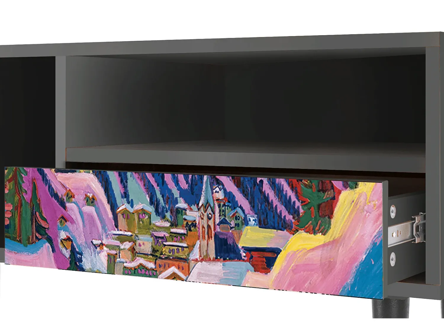Móvel De Tv* Mueble de TV - 115х59х48 cm - T3 - Davos Winter, Antracite Cinza antracite