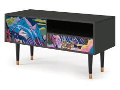 Móvel De Tv* Mueble de TV - 115х59х48 cm - T3 - Davos Winter, Antracite Cinza antracite