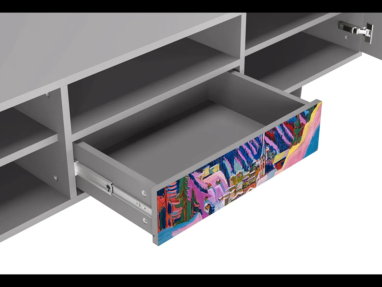Móvel De Tv| Mueble de TV - 170х59х41 cm - T6 - Davos Winter, Cinza Cinzento