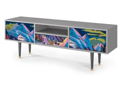 Móvel De Tv| Mueble de TV - 170х59х41 cm - T6 - Davos Winter, Cinza Cinzento