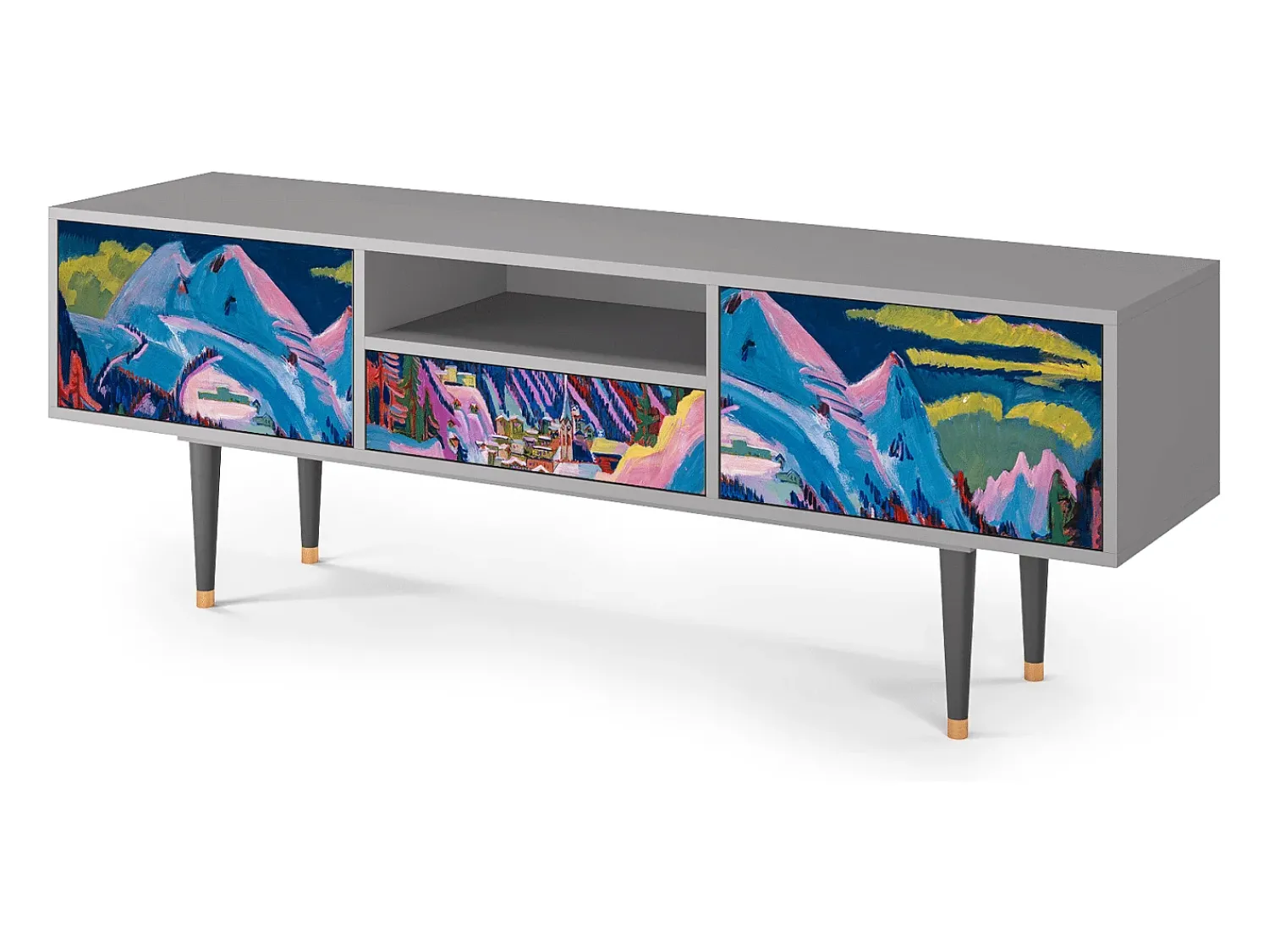 Móvel De Tv| Mueble de TV - 170х59х41 cm - T6 - Davos Winter, Cinza Cinzento
