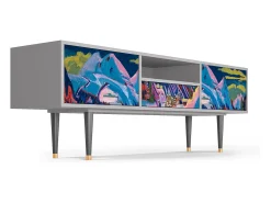 Móvel De Tv| Mueble de TV - 170х59х41 cm - T6 - Davos Winter, Cinza Cinzento