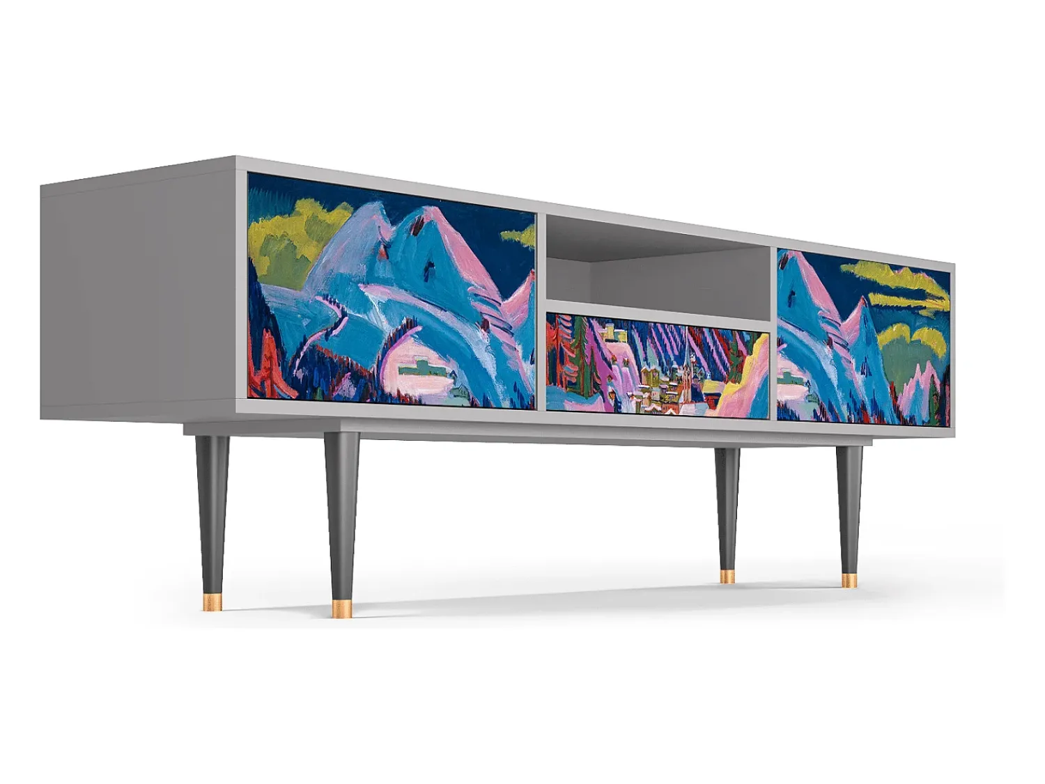 Móvel De Tv| Mueble de TV - 170х59х41 cm - T6 - Davos Winter, Cinza Cinzento