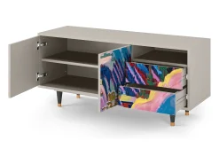 Móvel De Tv| Mueble de TV - 125х56х41 cm - T7 - Davos Winter, Areia Bege