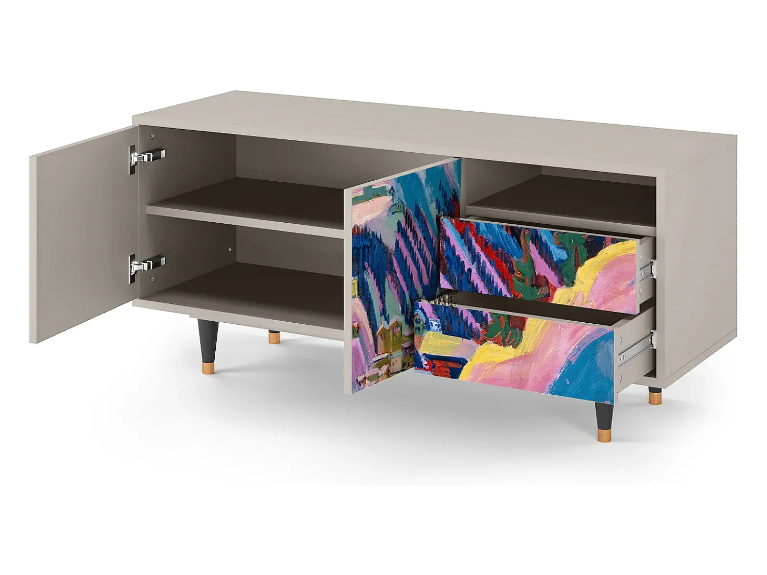 Móvel De Tv| Mueble de TV - 125х56х41 cm - T7 - Davos Winter, Areia Bege