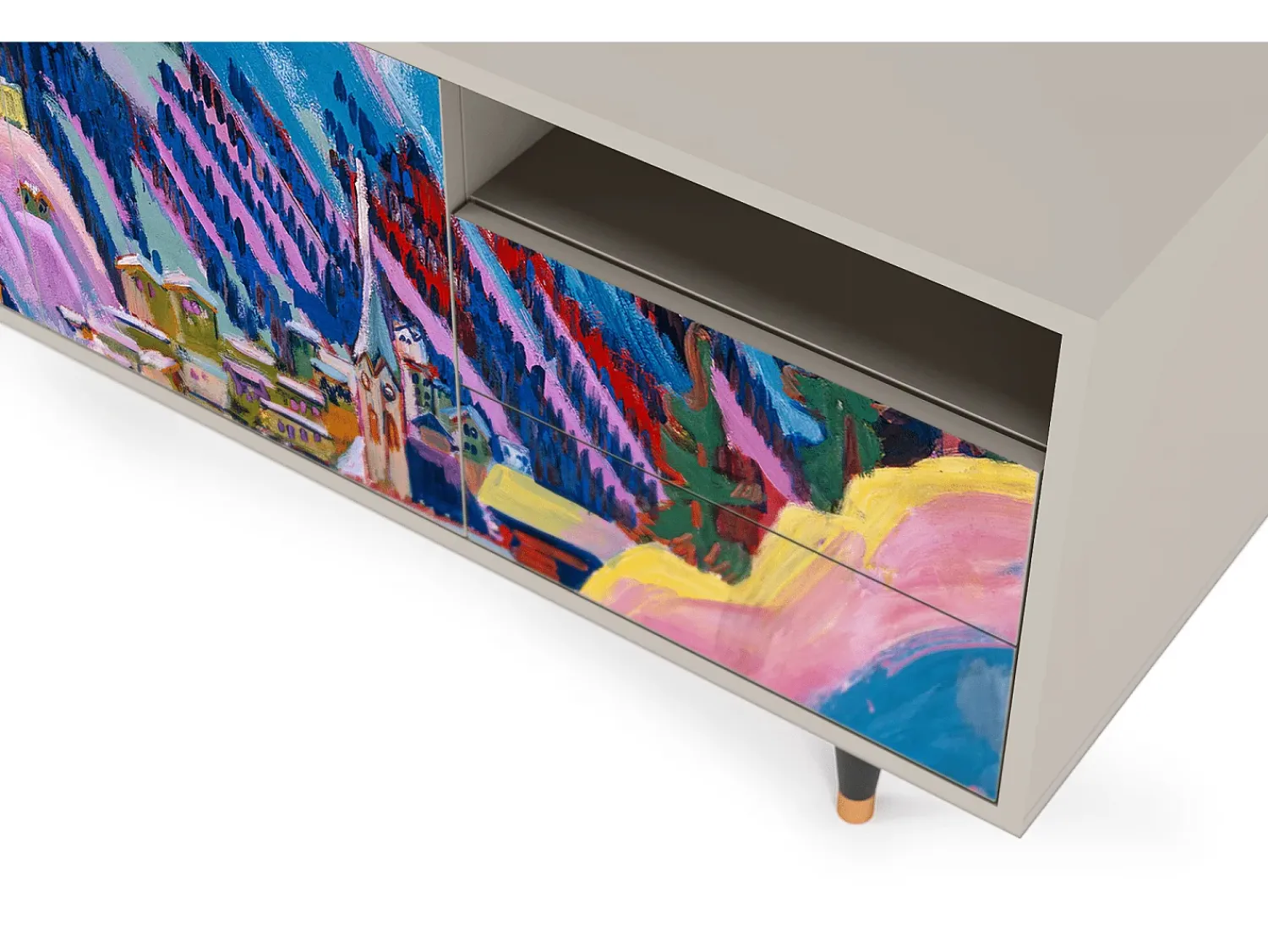Móvel De Tv| Mueble de TV - 125х56х41 cm - T7 - Davos Winter, Areia Bege