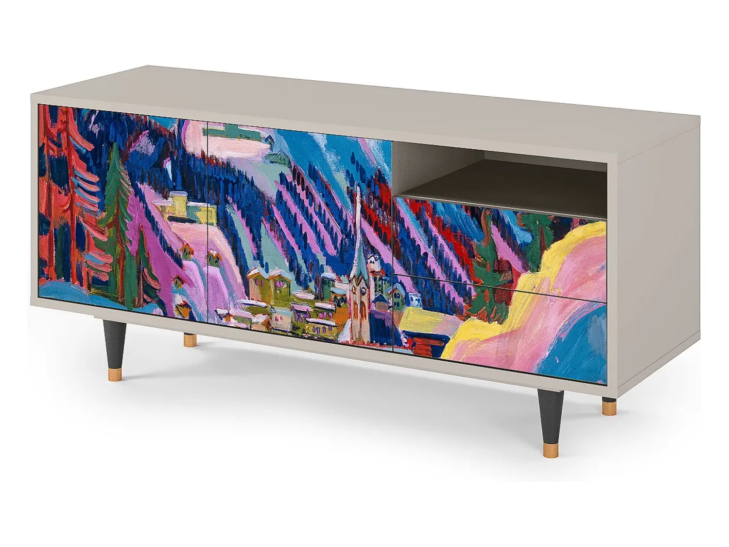 Móvel De Tv| Mueble de TV - 125х56х41 cm - T7 - Davos Winter, Areia Bege