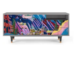 New Mueble de TV - 125х56х41 cm - T7 - Davos Winter, Cinza Cinzento