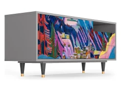 New Mueble de TV - 125х56х41 cm - T7 - Davos Winter, Cinza Cinzento
