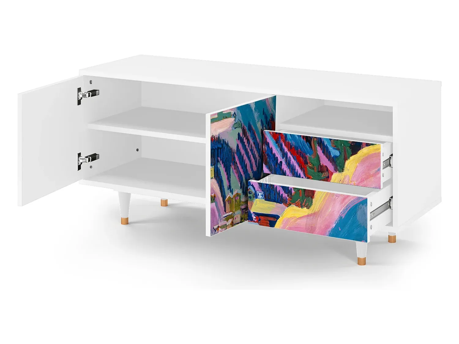 Móvel De Tv| Mueble de TV - 125х56х41 cm - T7 - Davos Winter, Branco Bege