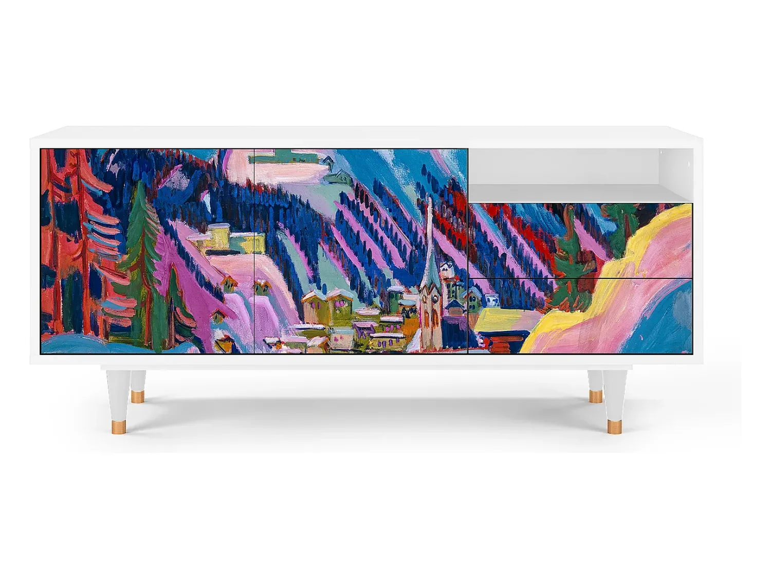 Móvel De Tv| Mueble de TV - 125х56х41 cm - T7 - Davos Winter, Branco Bege