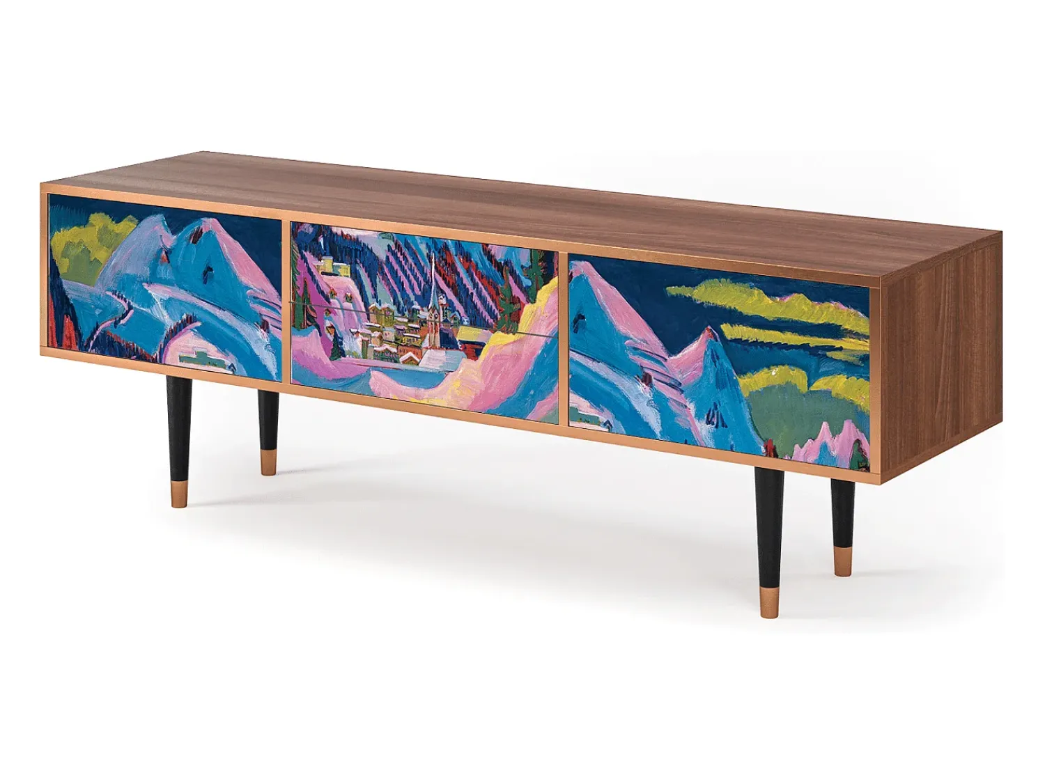Móvel De Tv* Mueble de TV - 170х59х48 cm - T4 - Davos Winter, Nogueira Castanho