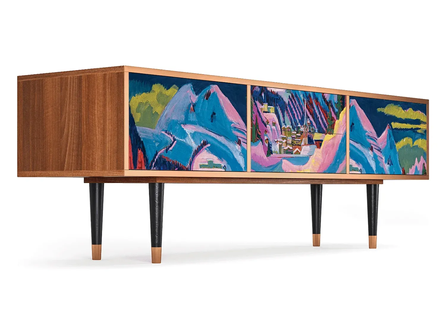 Móvel De Tv* Mueble de TV - 170х59х48 cm - T4 - Davos Winter, Nogueira Castanho