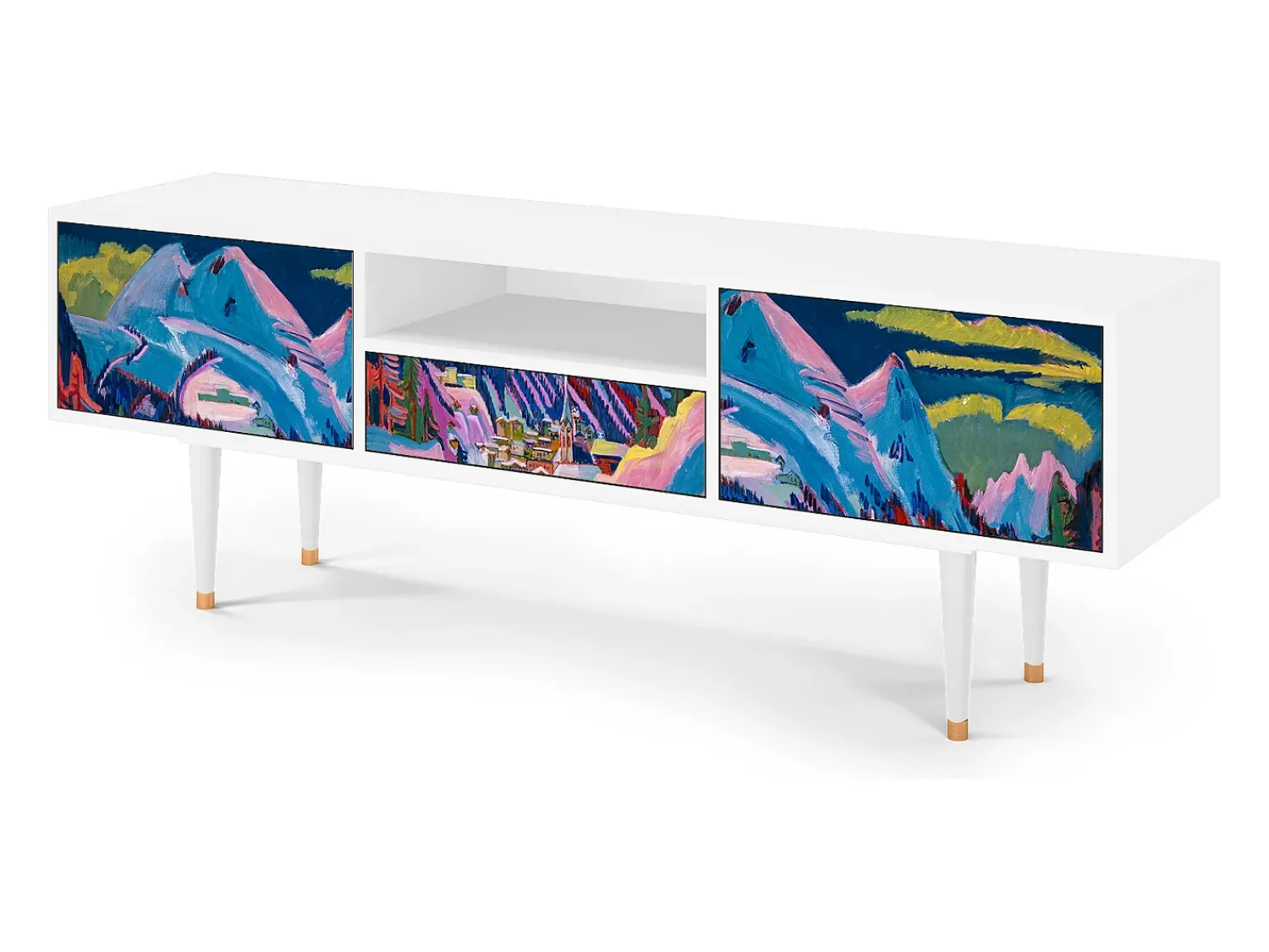Mueble de TV - 170х59х41 cm - T6 - Davos Winter, Branco^ Móvel De Tv