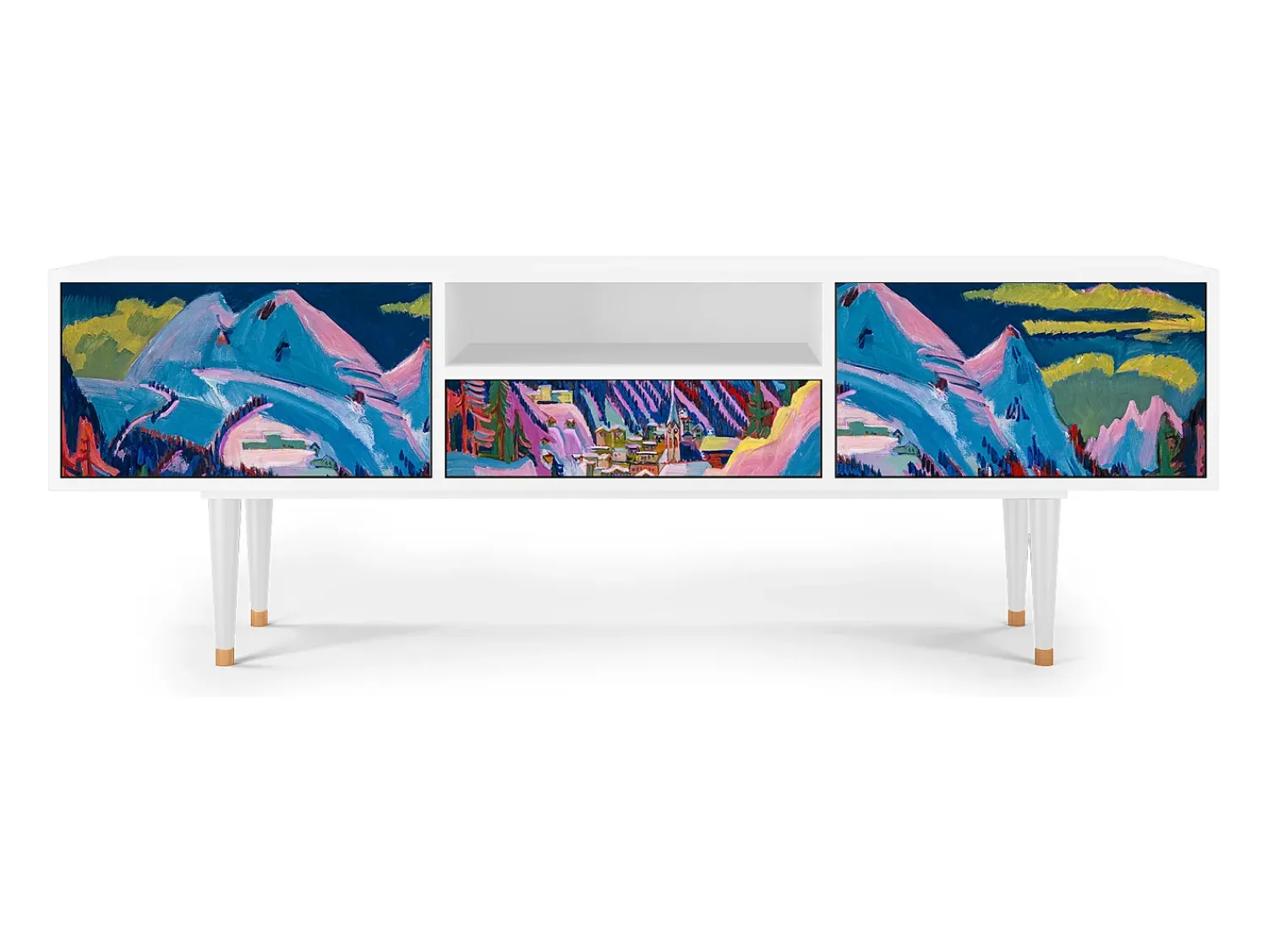 Mueble de TV - 170х59х41 cm - T6 - Davos Winter, Branco^ Móvel De Tv