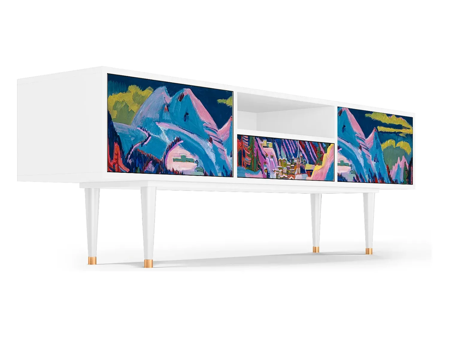Mueble de TV - 170х59х41 cm - T6 - Davos Winter, Branco^ Móvel De Tv