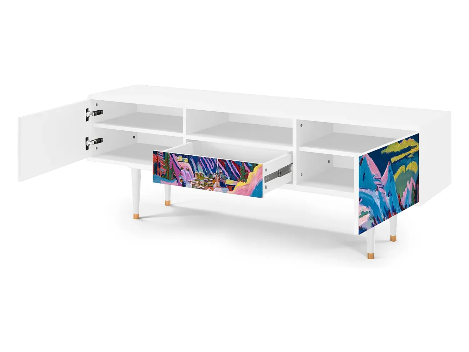 Mueble de TV - 170х59х41 cm - T6 - Davos Winter, Branco^ Móvel De Tv