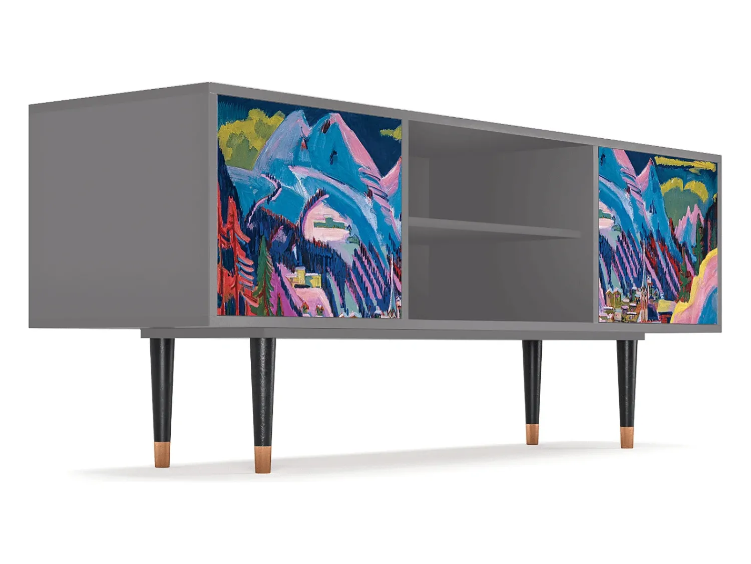 Móvel De Tv| Mueble de TV - 170х69х48 cm - T2 - Davos Winter, Cinza Cinzento