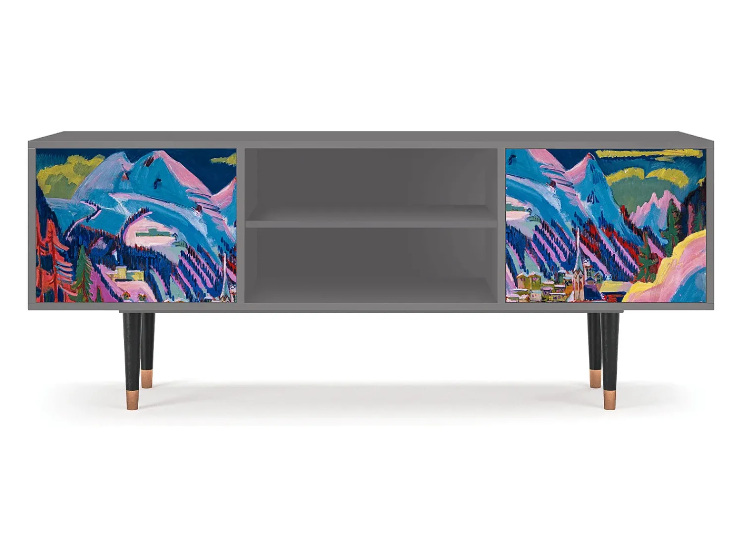 Móvel De Tv| Mueble de TV - 170х69х48 cm - T2 - Davos Winter, Cinza Cinzento