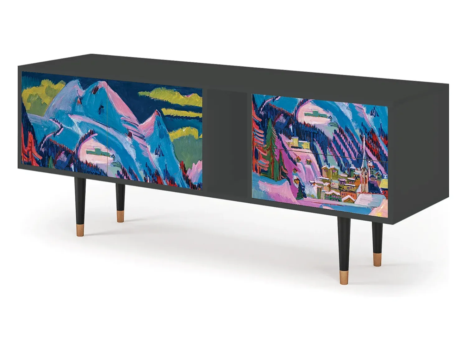 Mueble de TV - 170х69х48 cm - T1 - Davos Winter, Antracite^ Móvel De Tv