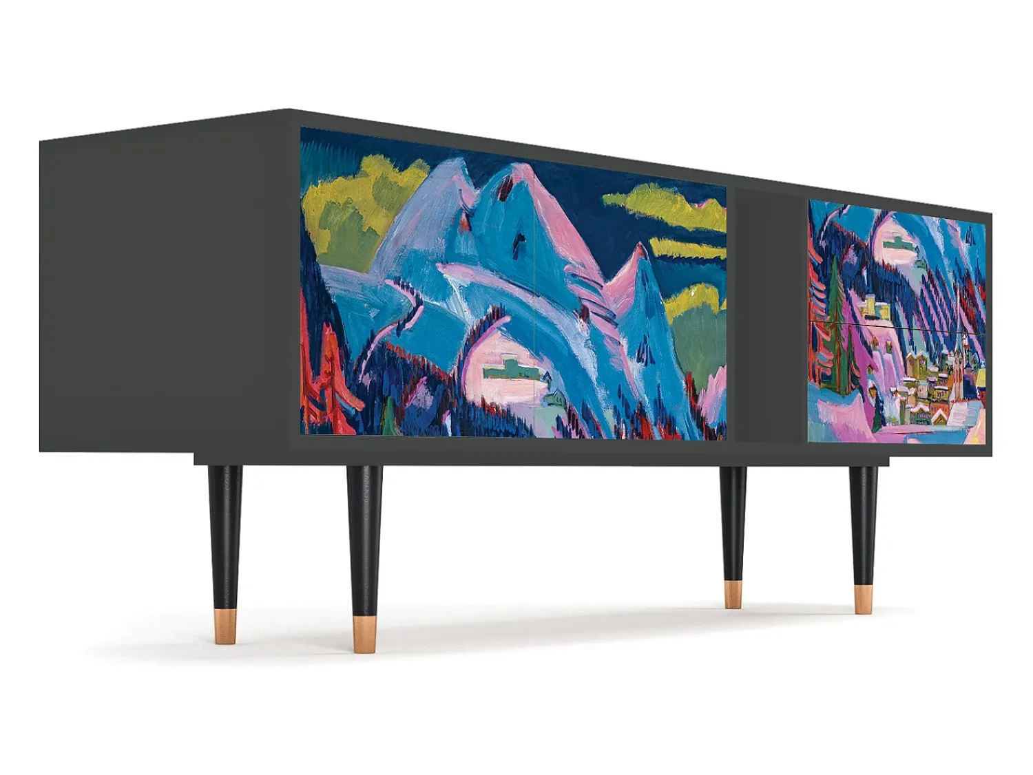 Mueble de TV - 170х69х48 cm - T1 - Davos Winter, Antracite^ Móvel De Tv