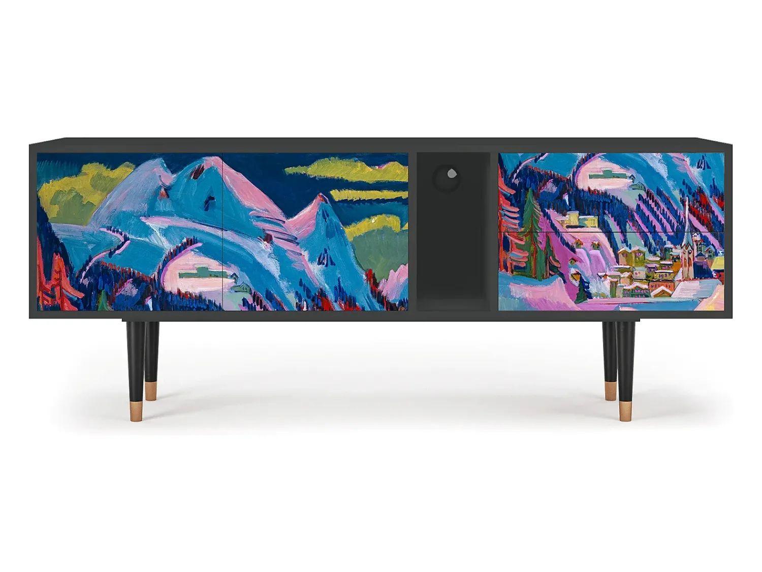 Mueble de TV - 170х69х48 cm - T1 - Davos Winter, Antracite^ Móvel De Tv