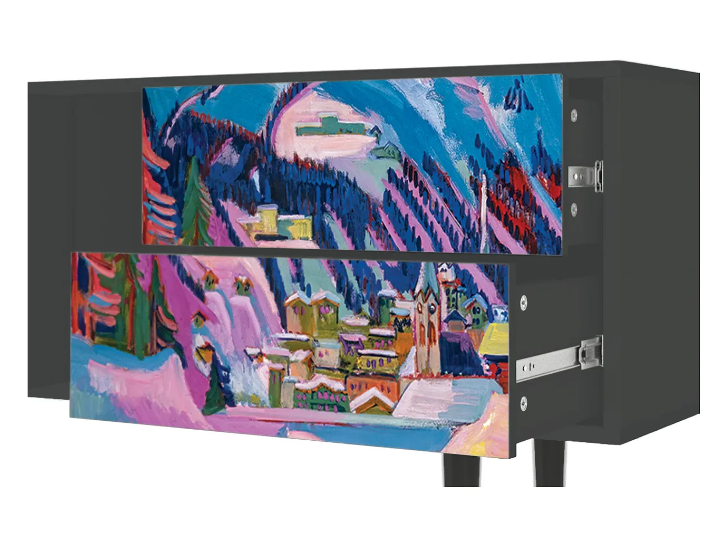 Mueble de TV - 170х69х48 cm - T1 - Davos Winter, Antracite^ Móvel De Tv
