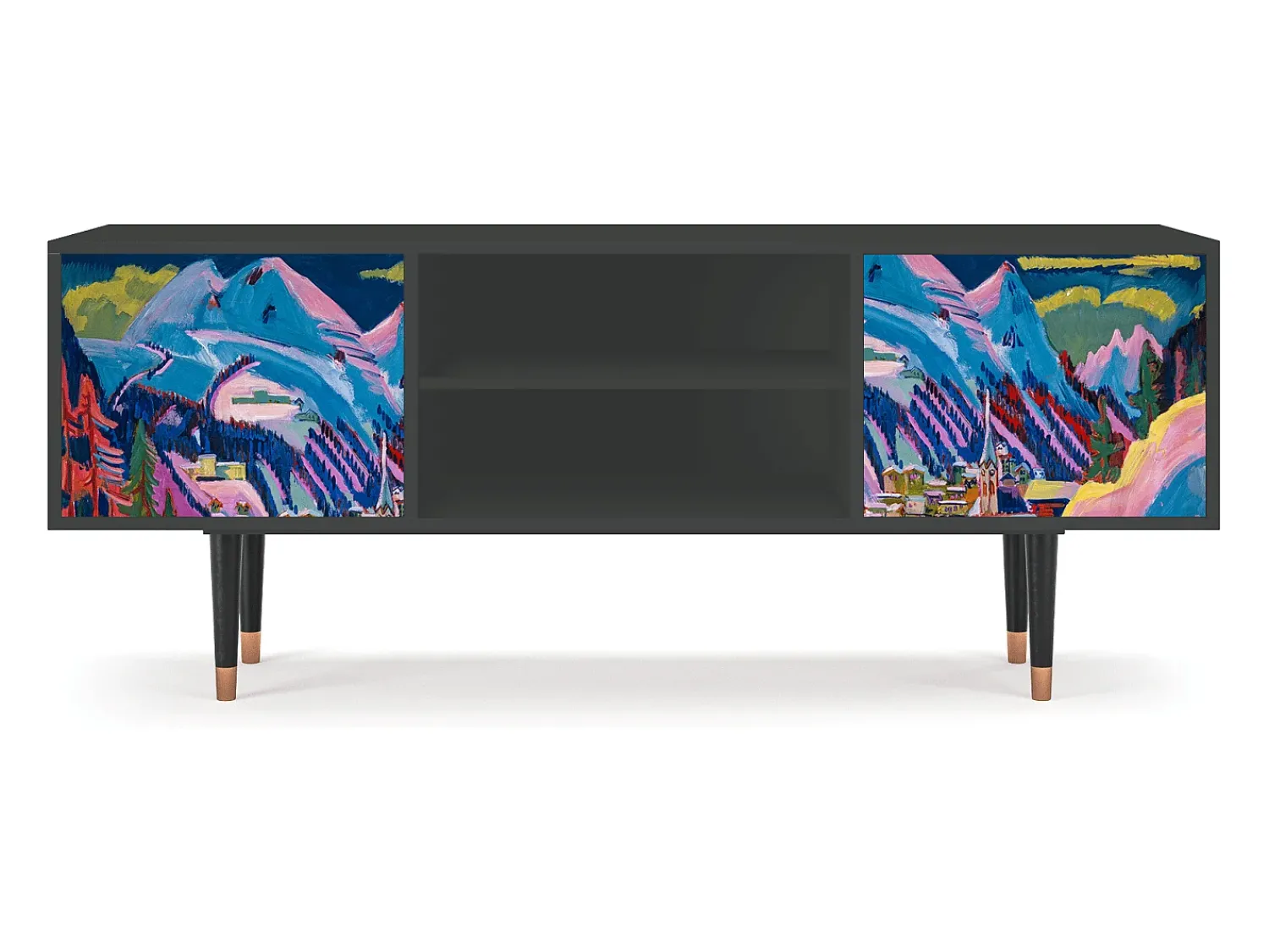 Móvel De Tv* Mueble de TV - 170х69х48 cm - T2 - Davos Winter, Antracite Cinza antracite