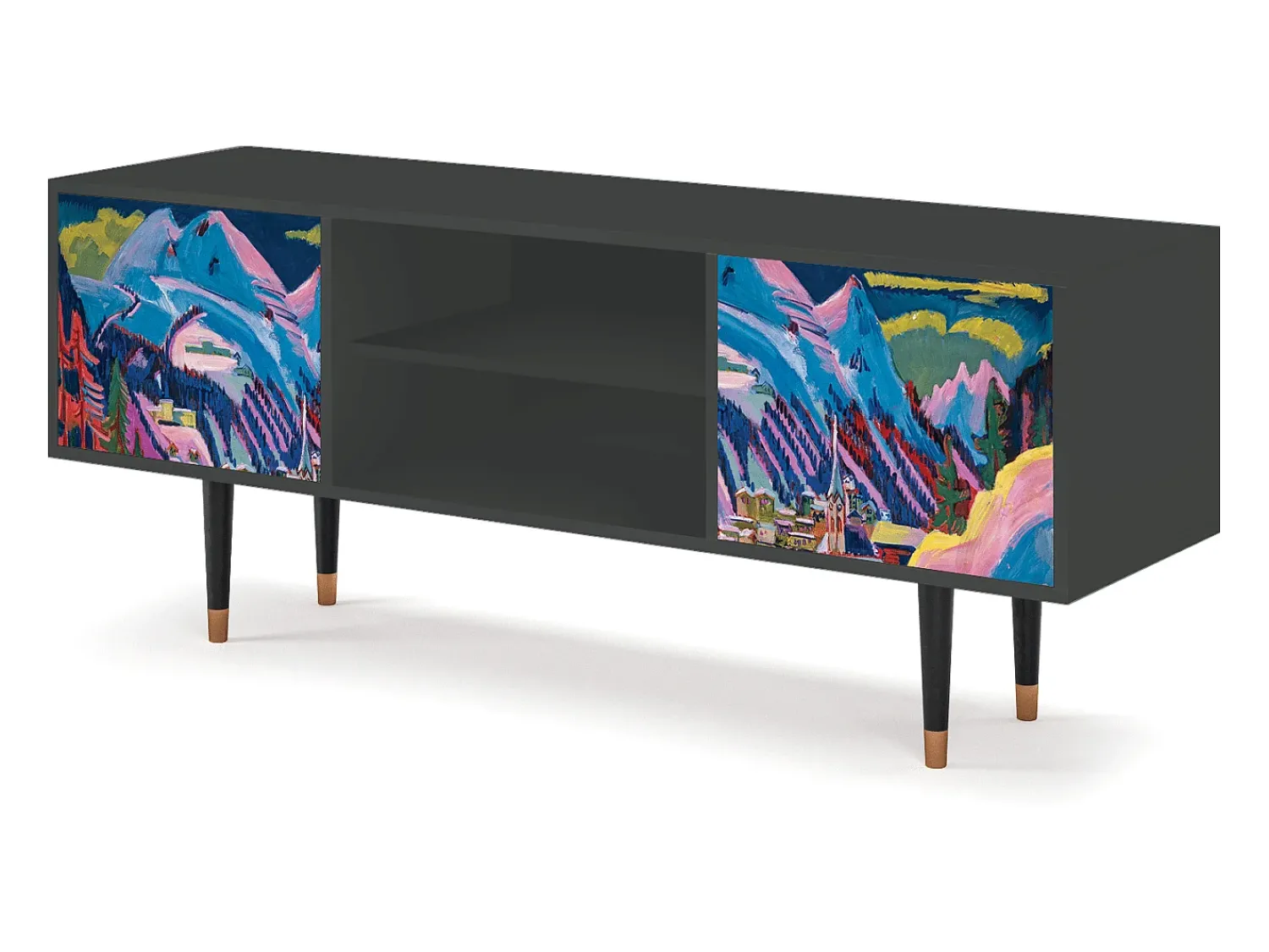 Móvel De Tv* Mueble de TV - 170х69х48 cm - T2 - Davos Winter, Antracite Cinza antracite