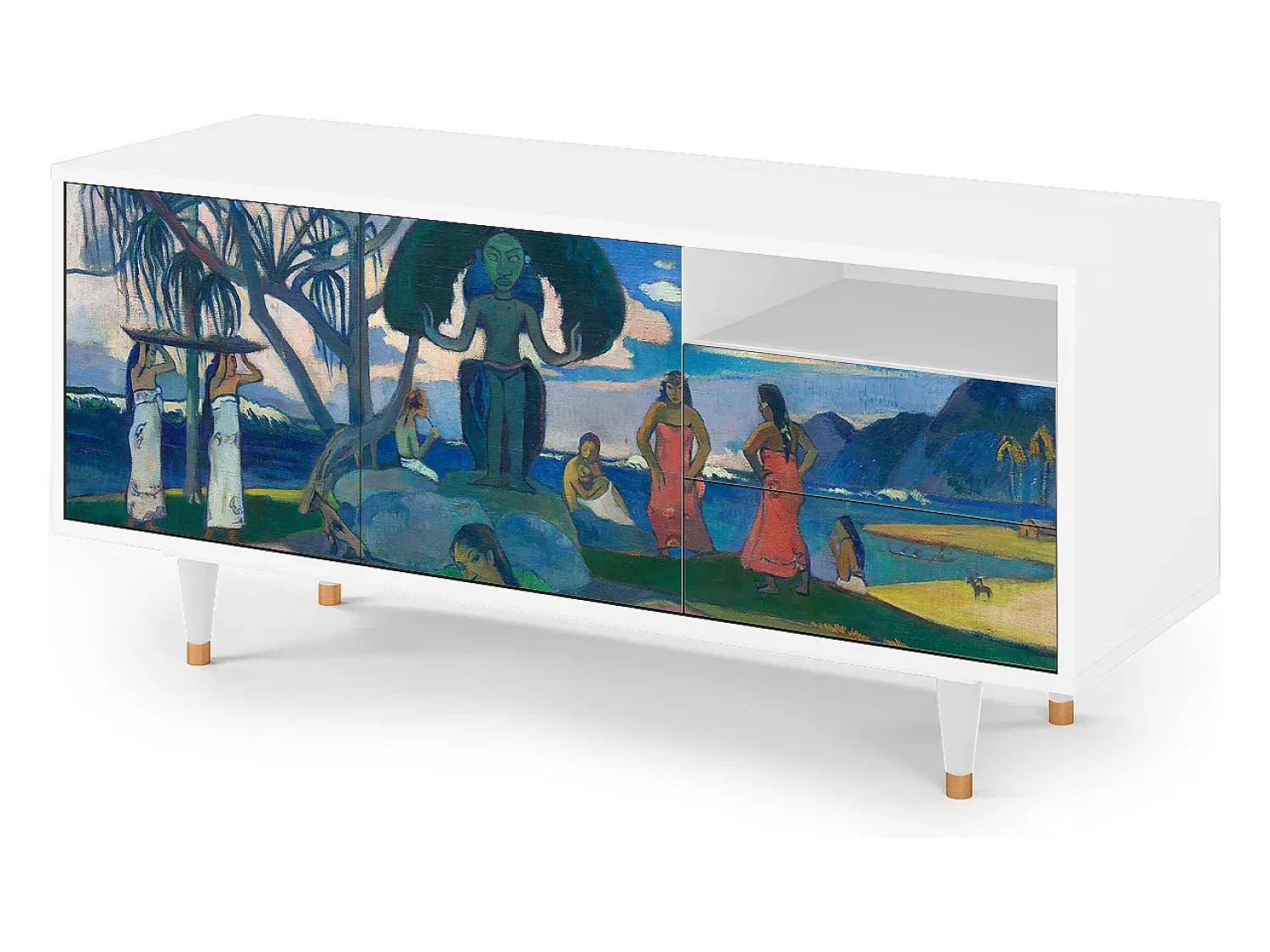 Móvel De Tv| Mueble de TV - 125х56х41 cm - T7 - Day of the God, Branco Bege