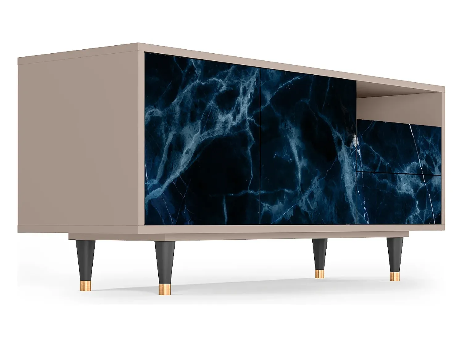 Móvel De Tv| Mueble de TV - 125х56х41 cm - T7 - Deep Ocean, Latte Bege