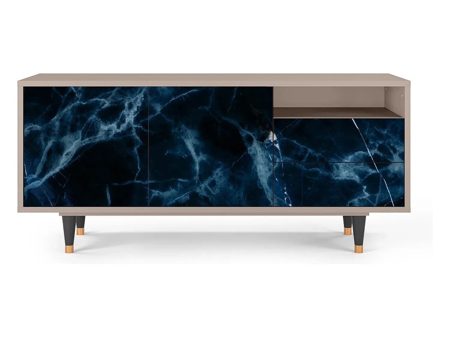 Móvel De Tv| Mueble de TV - 125х56х41 cm - T7 - Deep Ocean, Latte Bege