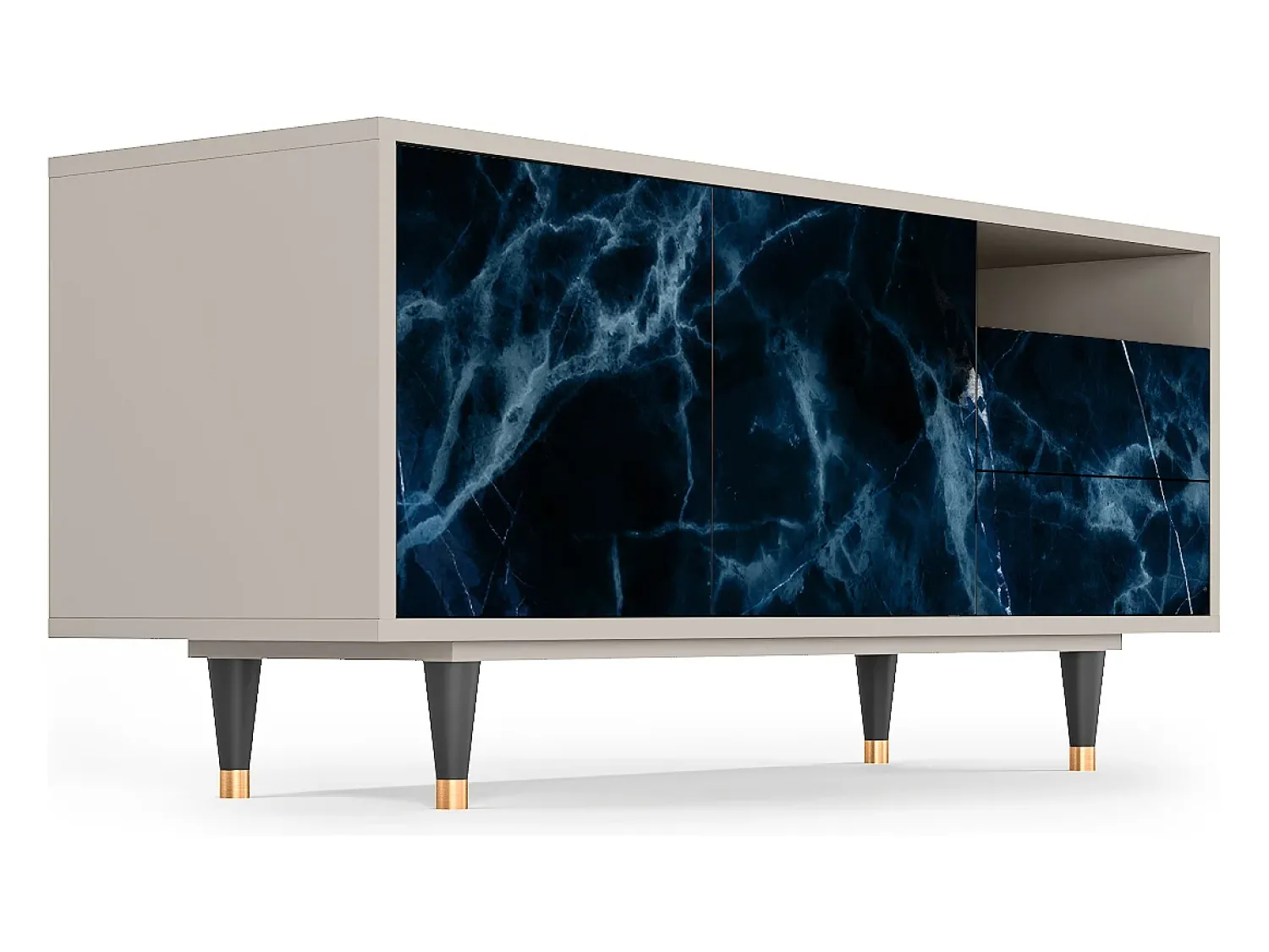 Móvel De Tv| Mueble de TV - 125х56х41 cm - T7 - Deep Ocean, Areia Bege