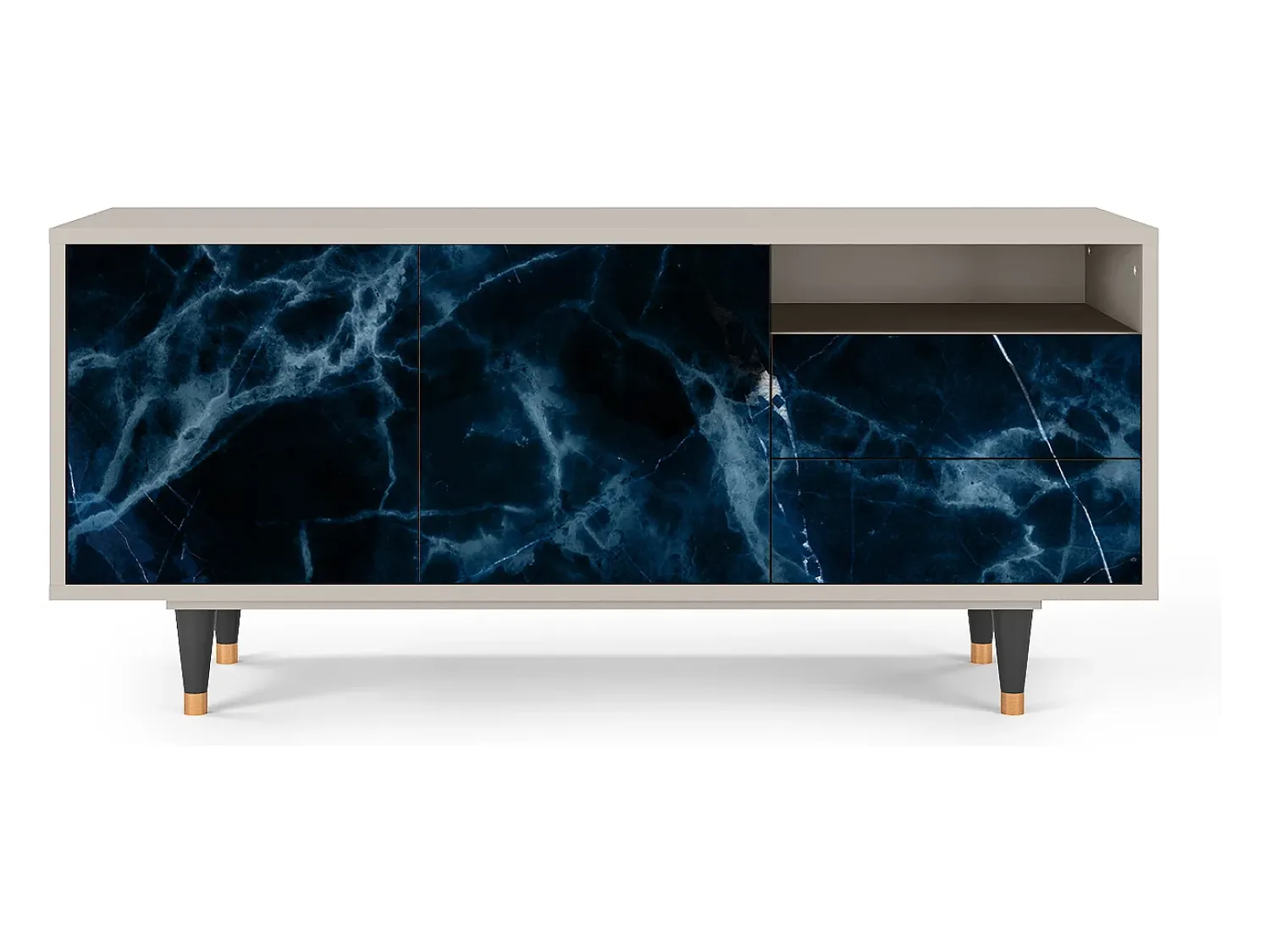 Móvel De Tv| Mueble de TV - 125х56х41 cm - T7 - Deep Ocean, Areia Bege