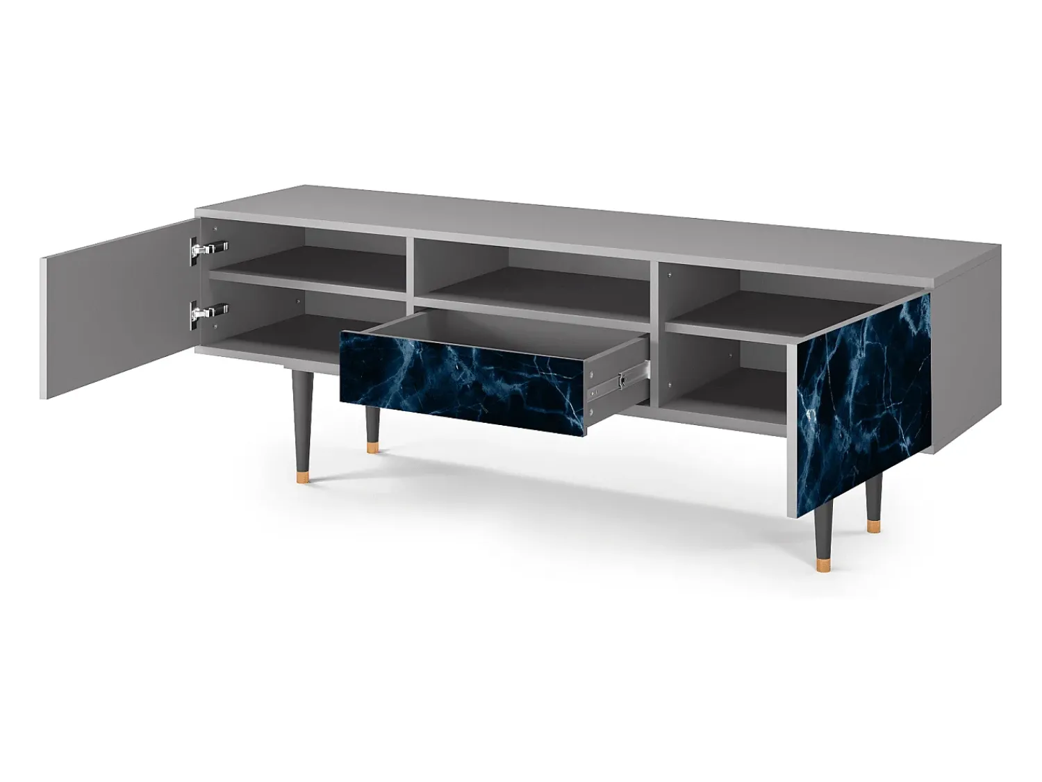 Móvel De Tv* Mueble de TV - 170х59х41 cm - T6 - Deep Ocean, Cinza Cinzento