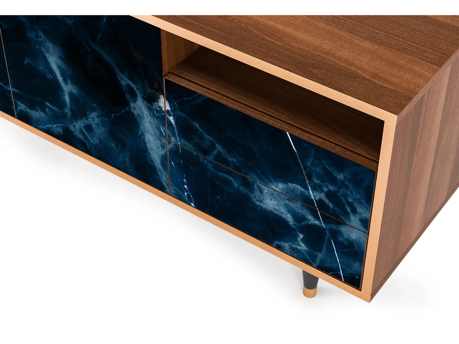 Móvel De Tv* Mueble de TV - 125х56х41 cm - T7 - Deep Ocean, Nogueira Castanho