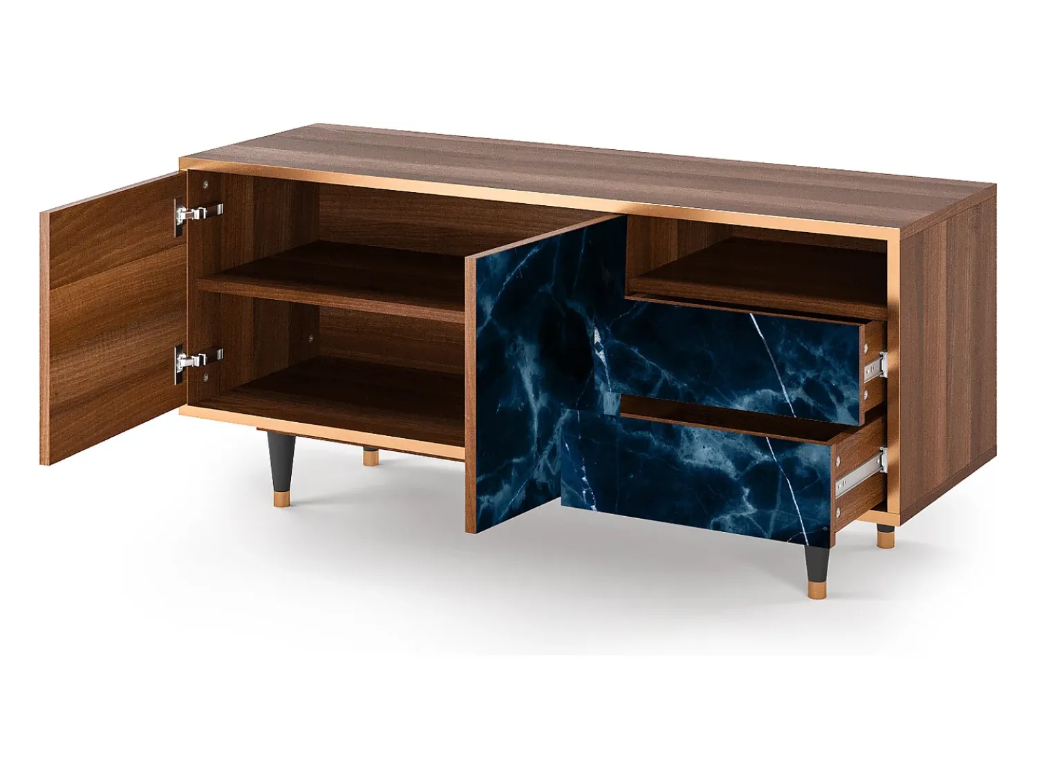 Móvel De Tv* Mueble de TV - 125х56х41 cm - T7 - Deep Ocean, Nogueira Castanho