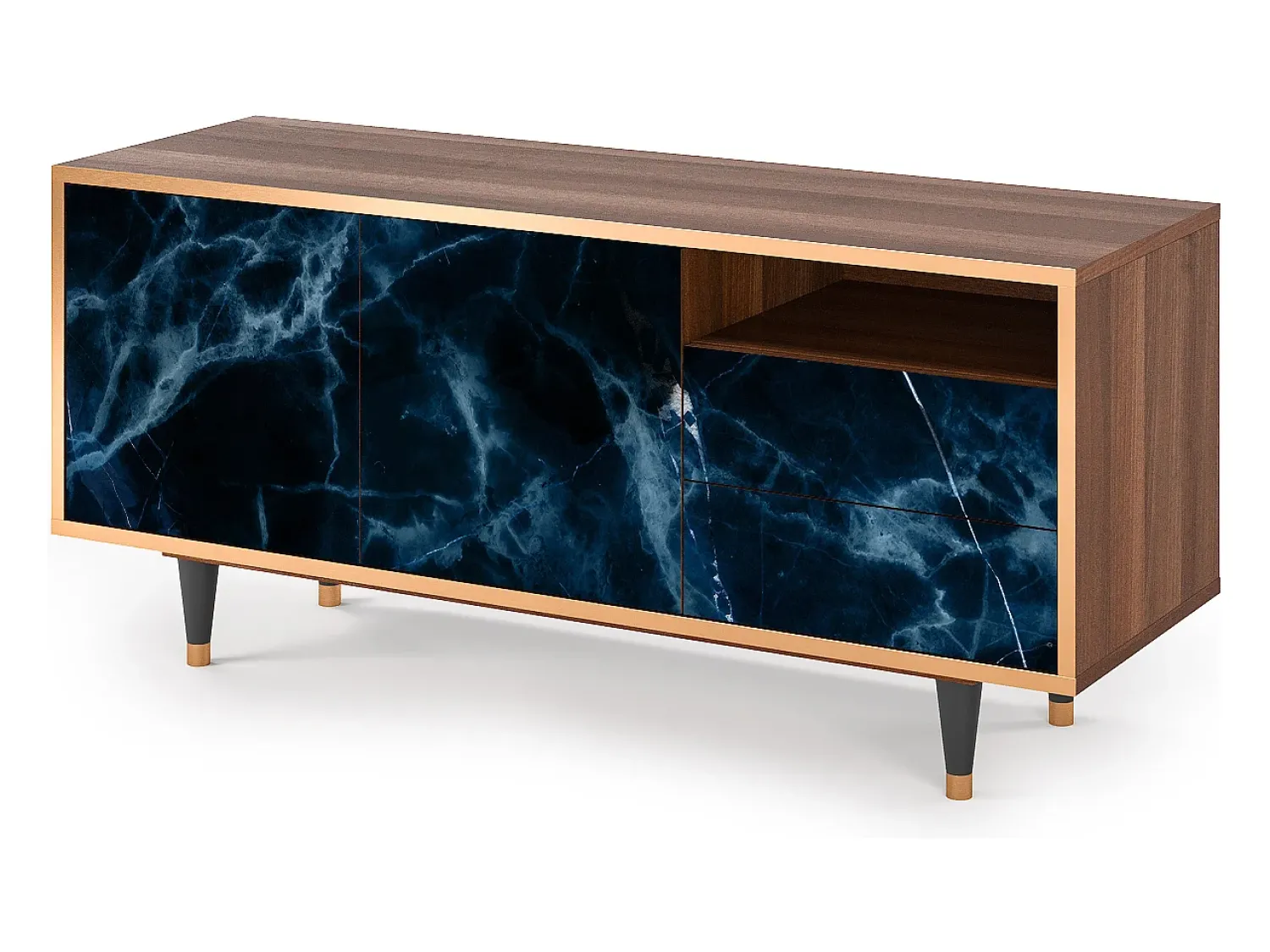 Móvel De Tv* Mueble de TV - 125х56х41 cm - T7 - Deep Ocean, Nogueira Castanho
