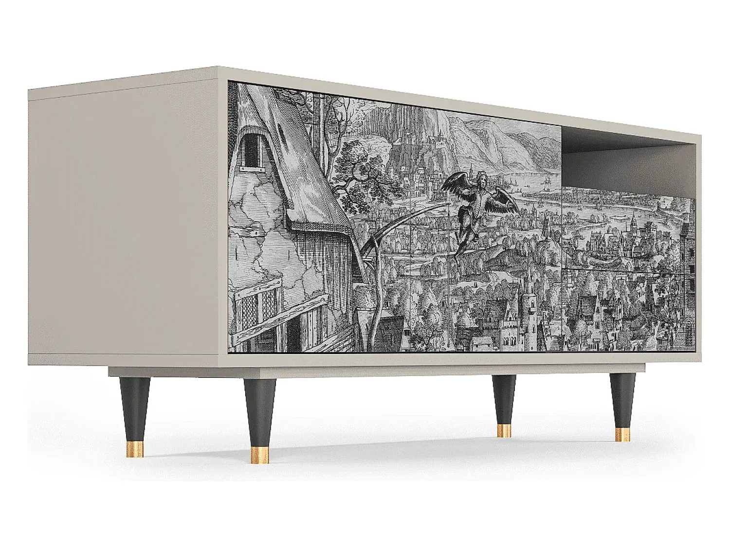 Móvel De Tv* Mueble de TV - 125х56х41 cm - T7 - Departure, Areia Bege