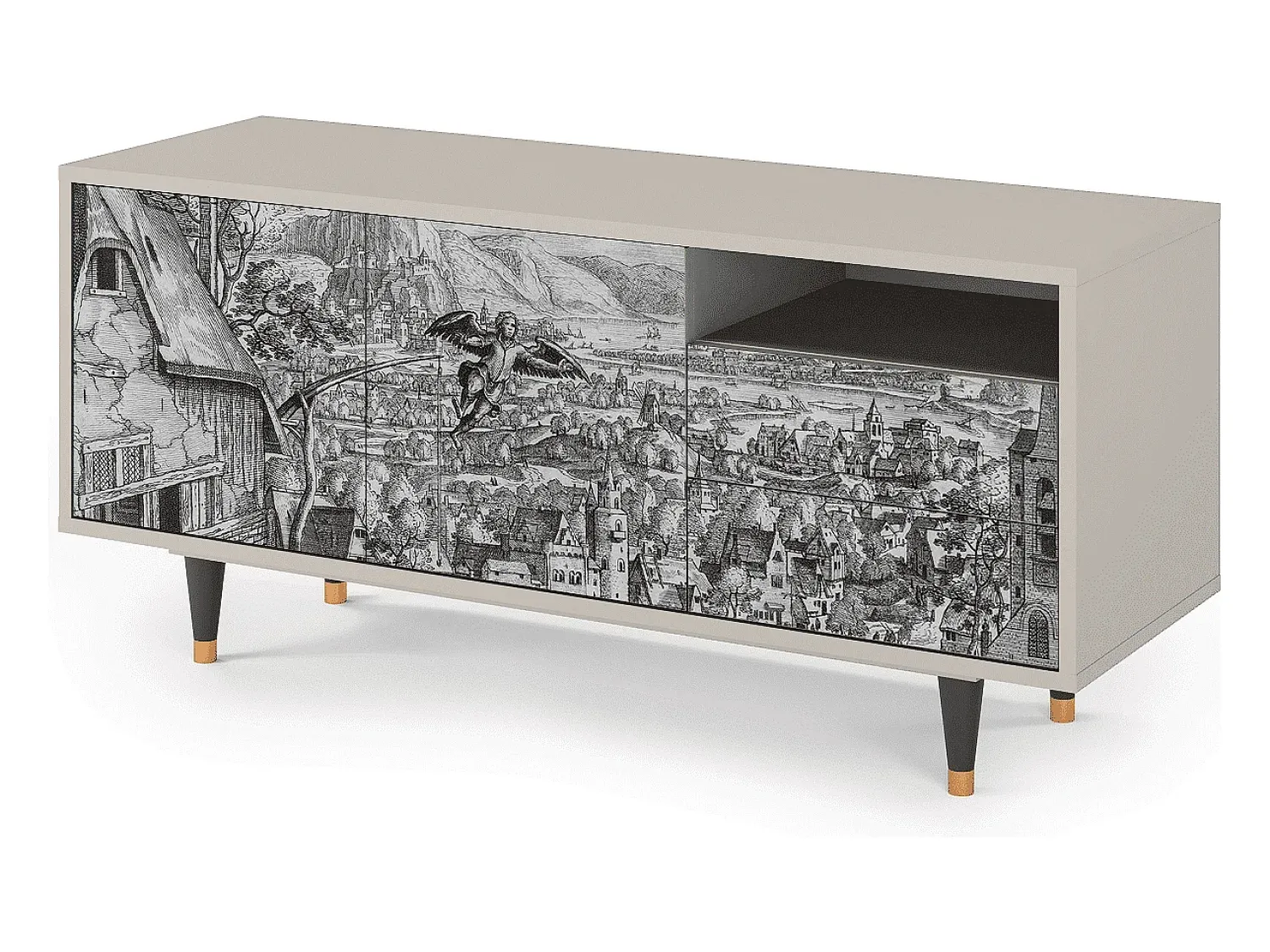 Móvel De Tv* Mueble de TV - 125х56х41 cm - T7 - Departure, Areia Bege