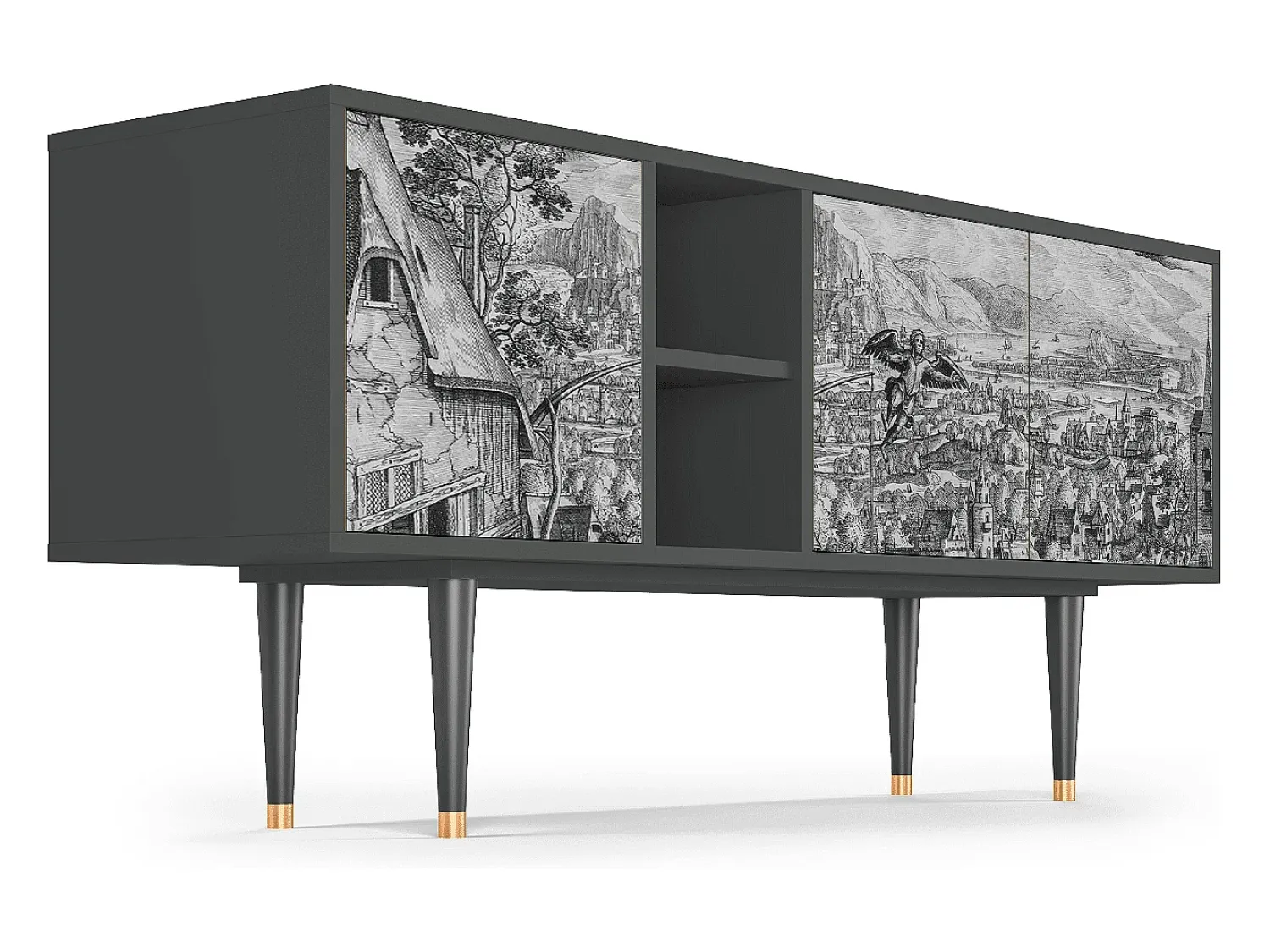 Móvel De Tv| Mueble de TV - 150х69х41 cm - T5 - Departure, Antracite Cinza antracite